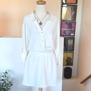 🏷️Alex & Parker Smocked Waist Peplum Ivory Blouse Tunic 3X